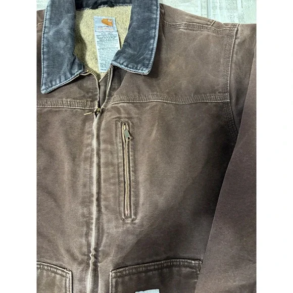 Carhartt Women's Sherpa Lined Canvas Work Jacket Brown Regular Large WCI081 - Picture 5 of 16